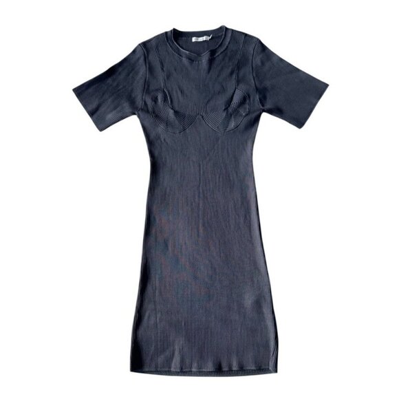 Good American Women's Sz 3 (Large) Midnight Blue Plaited Ribbed Mini Dress - Picture 9 of 12